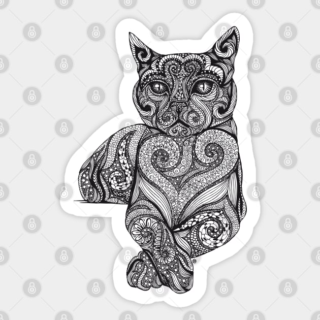 Zentangle Cat Sticker by InkCats